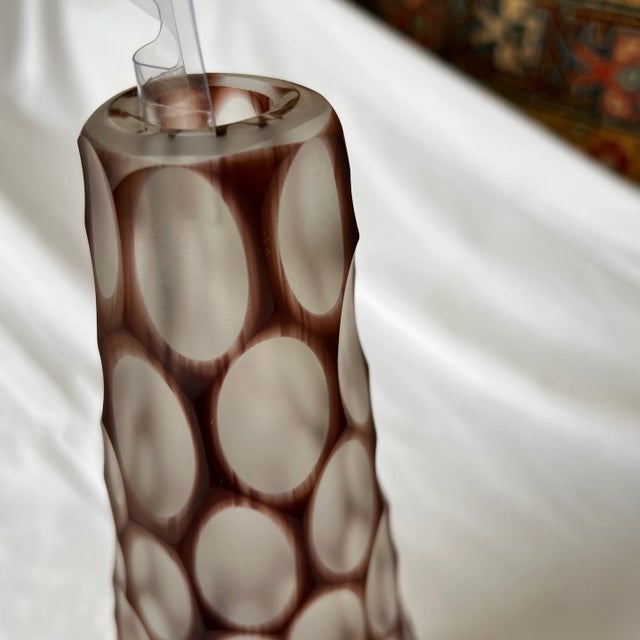 Italian Hand Blown Murano Glass Vase in Eggplant Color Signed by Artist For Sale - Image 9 of 13