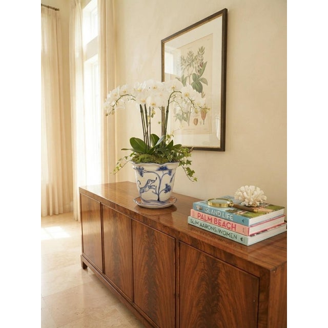 Off-white Hand-Painted Italian Style Ceramic Planter & Saucer With Animal & Botanical Motif For Sale - Image 8 of 12