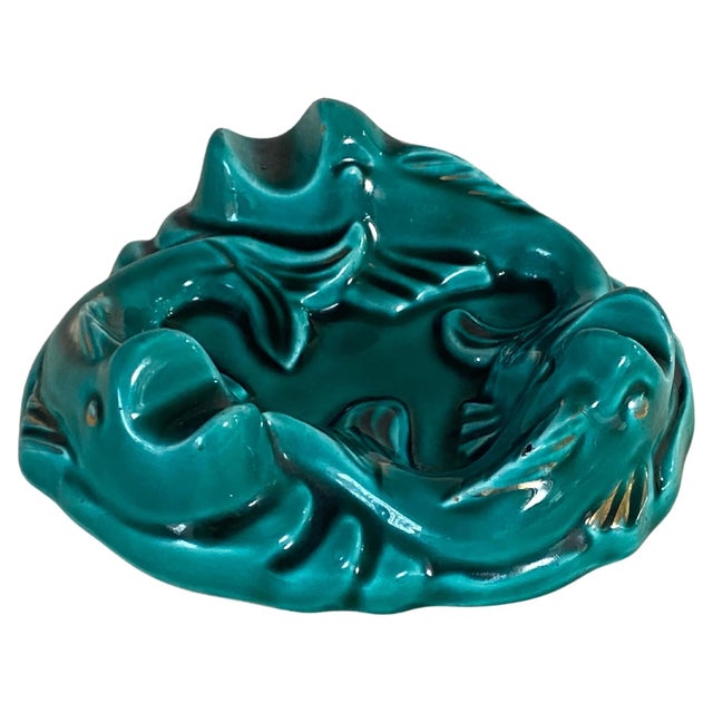 Green Art Deco Green Ceramic Ashtray, 1940s For Sale - Image 8 of 8