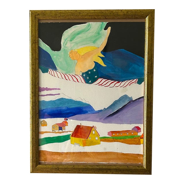 America Loves Greenland Watercolor Painting For Sale