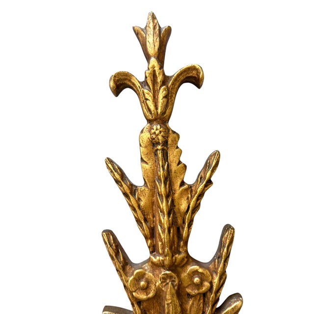 French Vintage Italian Louis XVI Style Gilt Two-Arm Wall Candle Sconces 22" Tall - A Pair For Sale - Image 3 of 9