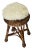 Vintage Wicker Stool With Lambskin Pillow For Sale