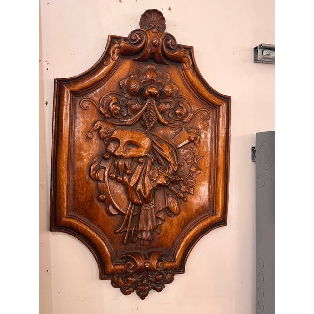 Antique Ceramic Masquerade Shield Wall Hanging For Sale - Image 9 of 12