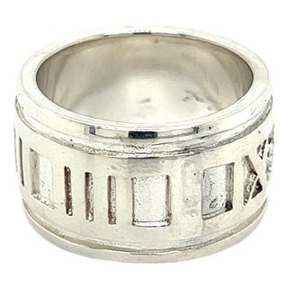 1990s Tiffany & Co Authentic Estate Atlas Ring Size 5 Silver 11 mm For Sale