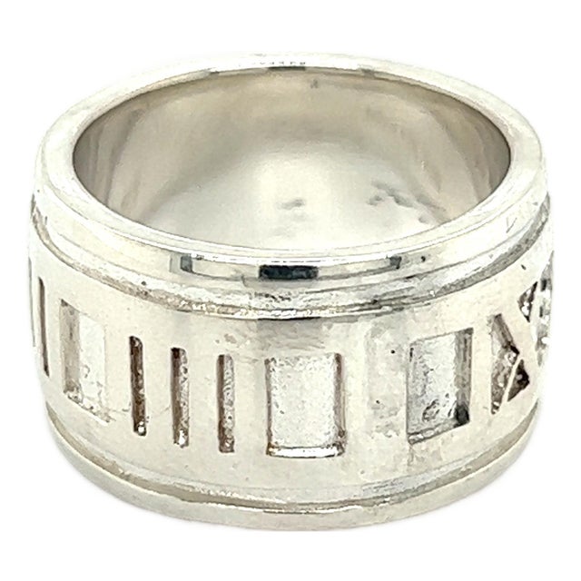 1990s Tiffany & Co Authentic Estate Atlas Ring Size 5 Silver 11 mm For Sale