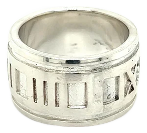 1990s Tiffany & Co Authentic Estate Atlas Ring Size 5 Silver 11 mm