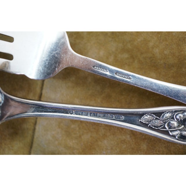 Silver Antique Silver Plate Serving Utensils Forks Spoons Meat Fish Cake Knife - Set of 17 For Sale - Image 8 of 14