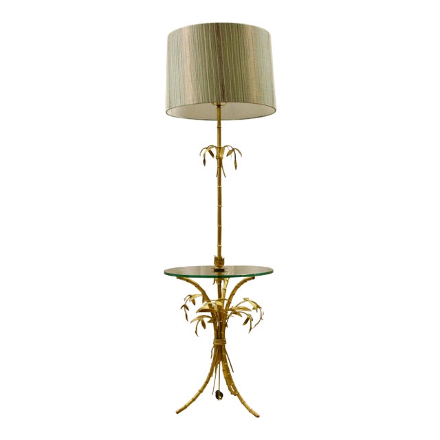 1960s Italian Gilt Tole Palm Floor Lamp For Sale