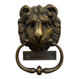1970s Lion Door Knocker Brass Vintage For Sale