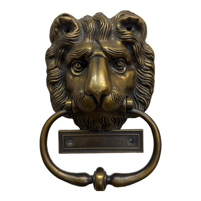 1970s Lion Door Knocker Brass Vintage For Sale