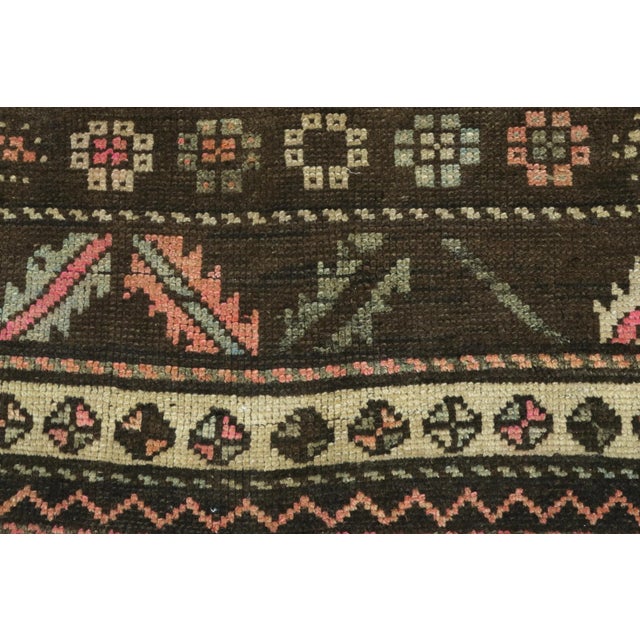 Vintage Turkish Handmade Brown Rug- 3′1″ × 4′8″ For Sale - Image 11 of 13