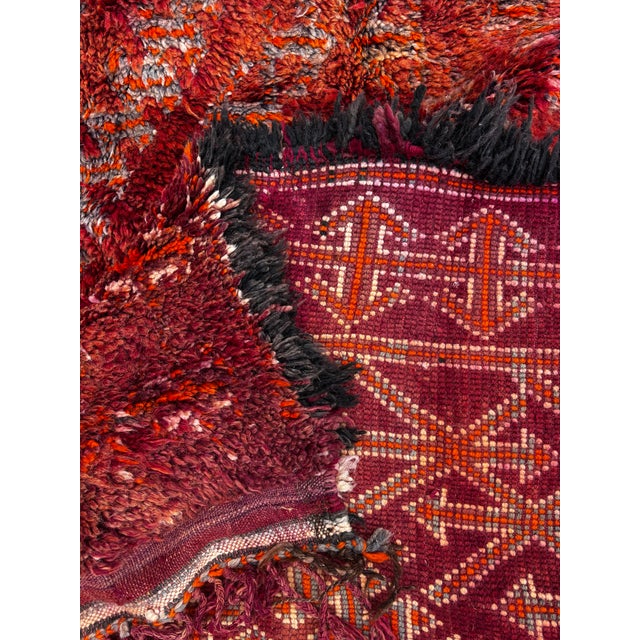 Vintage Moroccan M’Guild Rug 185x330 Cm Handmade Berber Wool Rug Large Red Area Carpet Authentic Atlas For Sale - Image 14 of 17