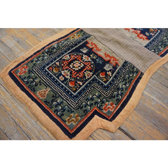 1930s Blue Navy Geometric Antique Horse Cover Rug 2'2"x4'4" Handknotted Wool Carpet For Sale - Image 9 of 10