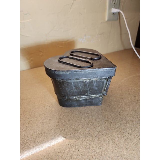 Metal Lidded Antique Pewter Heart Form Mold For Sale - Image 7 of 8