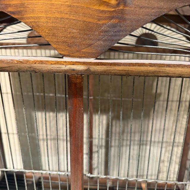 1900 - 1909 Vintage Victorian Architectural-Style Wooden Birdcage Wood Steel For Sale - Image 5 of 12