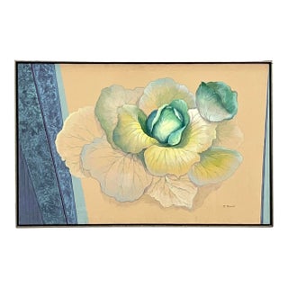 Vintage Boho Signed Original Oil Still Life on Canvas For Sale