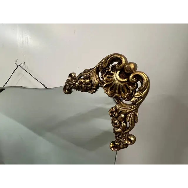 Bronze Mid-Century Italian Baroque Revival Wall Mirror With Gilded Rocaille Corners For Sale - Image 8 of 10