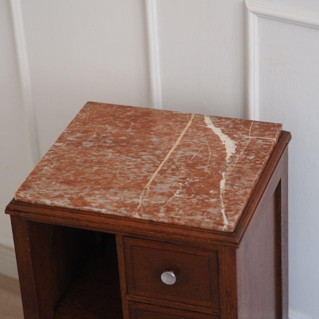 French Art Deco Bedside Table with Red Marble Top For Sale - Image 3 of 15