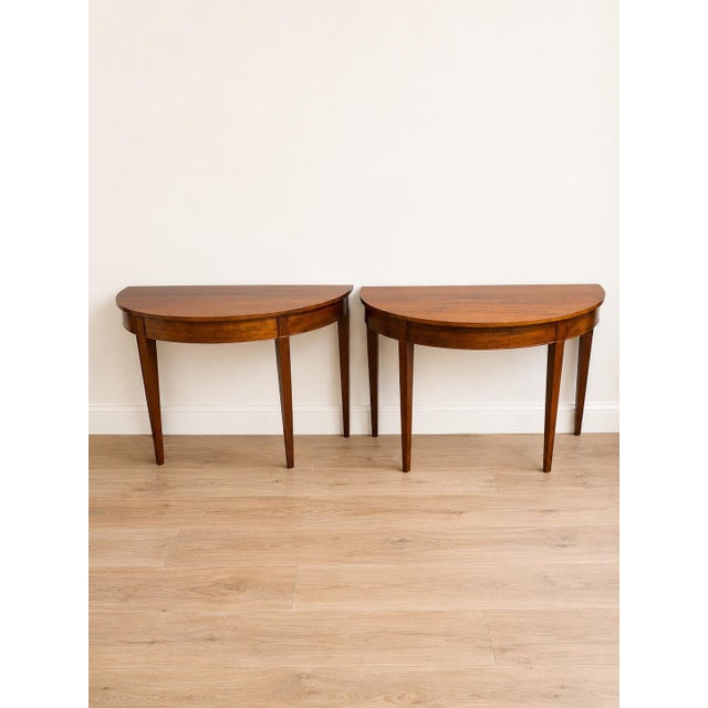 Pair of Federal Style Demilune Mahogany Tables, Early 20th Century For Sale - Image 11 of 12