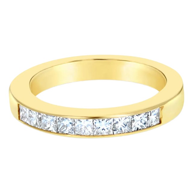 Half Carat Princess Cut Channel Set Diamond Wedding Band, Size 7 For Sale