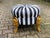 Wood 1990s French Louis XVI Gilded Ottoman Bench in Black & White Striped Velvet, Refinished For Sale - Image 7 of 10