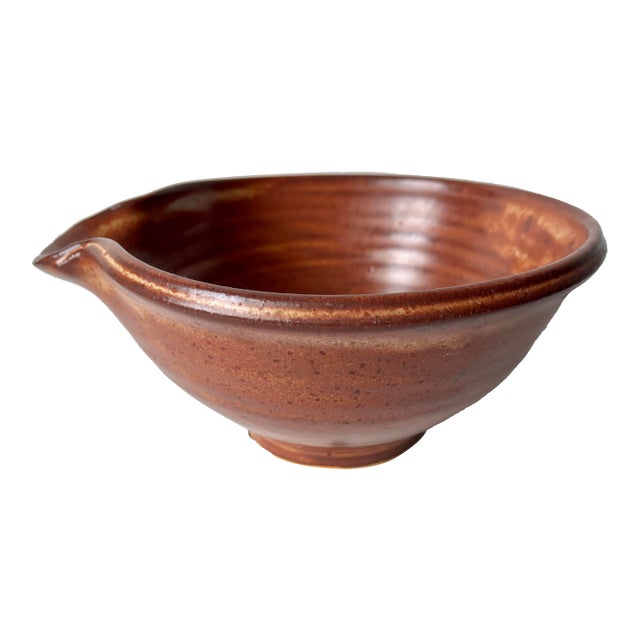 Vintage Art Pottery Batter Spouted Bowl-Signed For Sale
