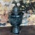 Italian Hand Painted Black Ceramic Urn With Lid For Sale - Image 13 of 13