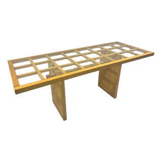 Mid-Century Modern Dining Table in Wood with Glass Top, Italy, 1970s For Sale