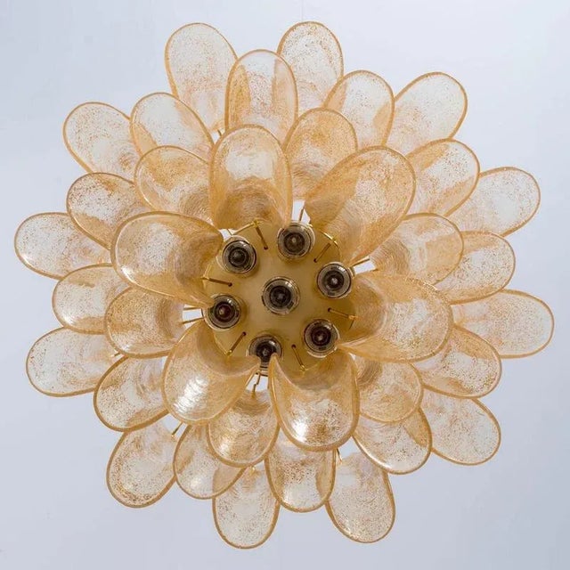 Large Amber Murano Glass Leaf Chandelier, Italy, 1970s For Sale - Image 14 of 16