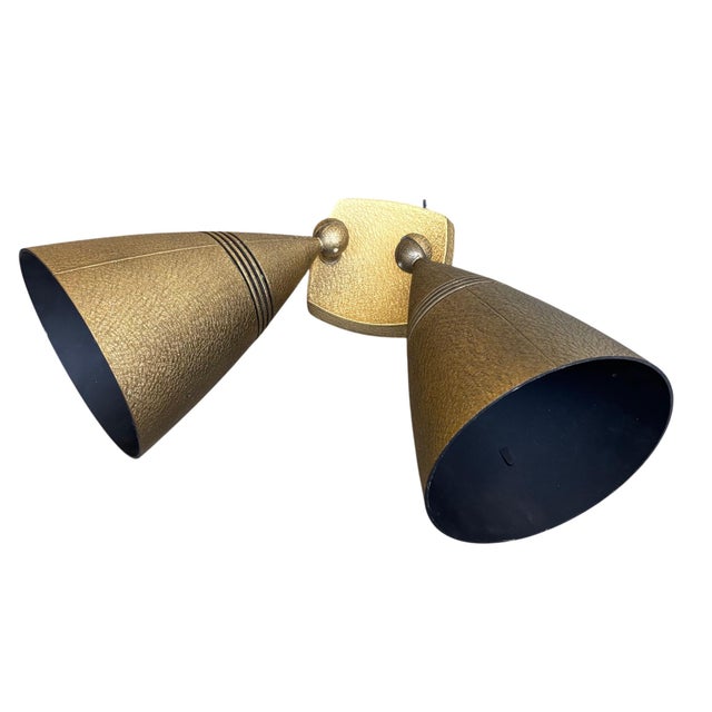 Pair 1960s Stonco Award Series Outdoor Bullet Lights Cast Aluminum Antique Gold Crackle Finish Nos For Sale - Image 11 of 18
