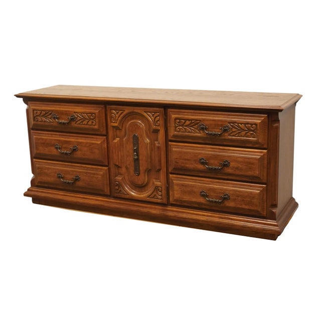 Sumter Cabinet Solid Oak Italian Mediterranean Style 74" Triple Door Dresser For Sale - Image 4 of 12
