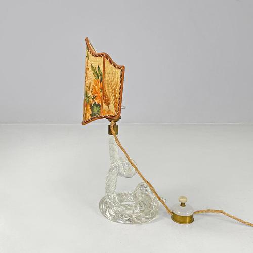 Beige Italian Art Deco Table Lamps in Murano Glass and Floral Fabric attributed to Seguso, 1930s, Set of 2 For Sale - Image 8 of 18