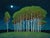Emissary by Thane Gorek | Oil on canvas Night scene with trees under a starry sky. For Sale