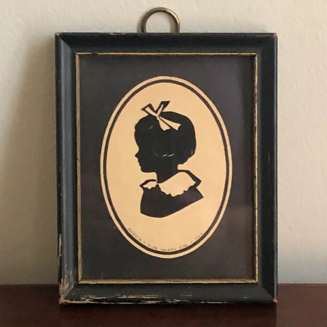 1950s Miniature Silhouette of a Young Girl -- Framed | Chairish