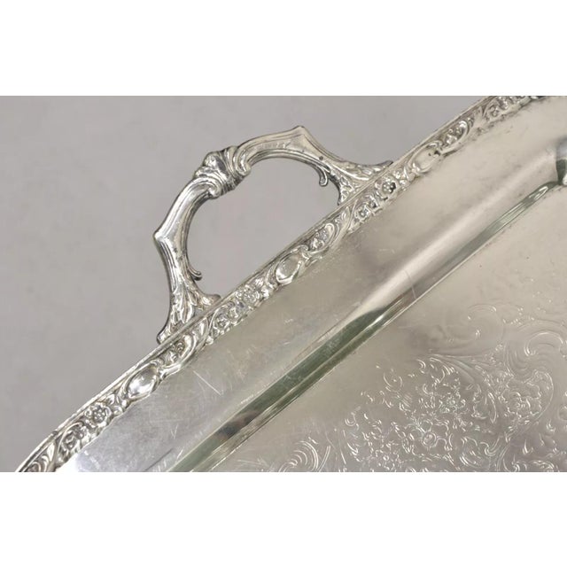 Victorian Vintage Wa Rogers Victorian Rose 992 Silver Plated Serving Platter Tray For Sale - Image 3 of 11