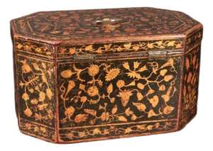 Regency English Penwork Double Tea Caddy, England, Circa 1820