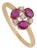 14k Gold Natural Ruby Diamond Floral Cluster Proposal Ring Size 9 For Sale