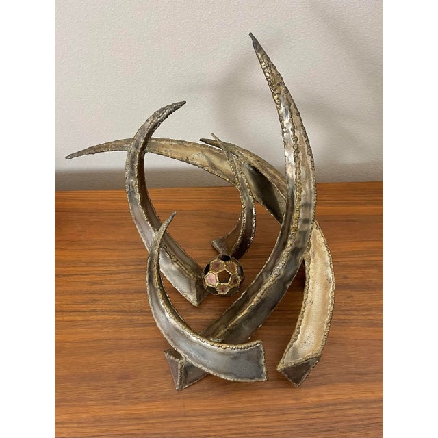 Brutalist Mid Century Mixed Metal Orb Sculpture | by Monk 1975 For Sale - Image 4 of 11