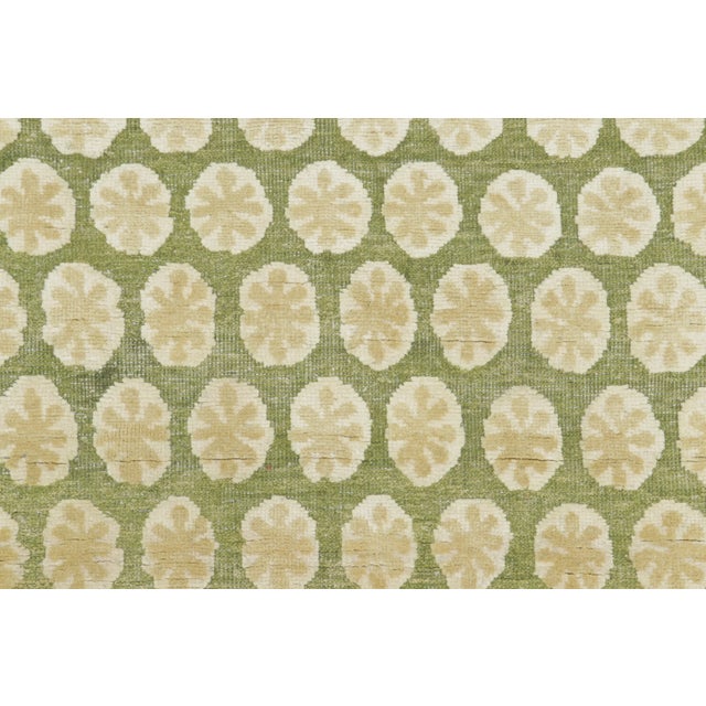 Contemporary Block Print Floral Natural Silk Runner by Rug & Kilim, India For Sale In New York - Image 6 of 8