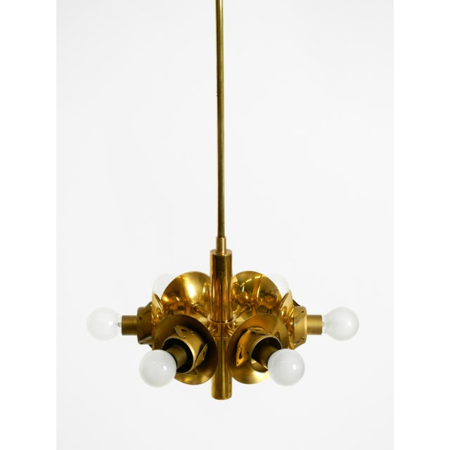 Vintage Brass Pendant Lamp with Six Opal Glass Shades from Kaiser Leuchten, 1960s For Sale - Image 10 of 16