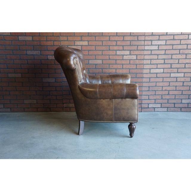Leather Tufted Chair and Ottoman For Sale - Image 10 of 12
