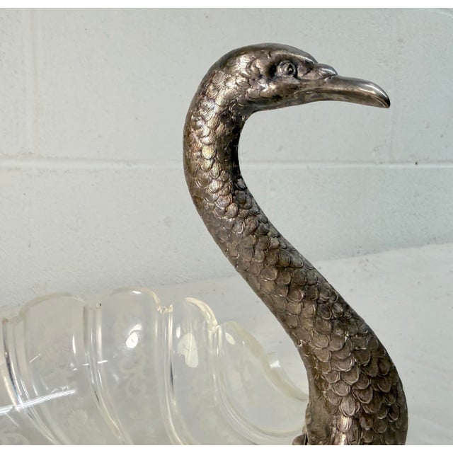 Figurative Antique 1800's Georg Roth & Co. Hanau German 800 Silver Cut Glass Swan Bowl For Sale - Image 3 of 17
