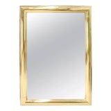 Large Solid Brass Half Round Profile Frame Rectangular Wall Mirror For Sale