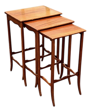 Edwardian Inlaid Mahogany Nesting Tables, Set of 3