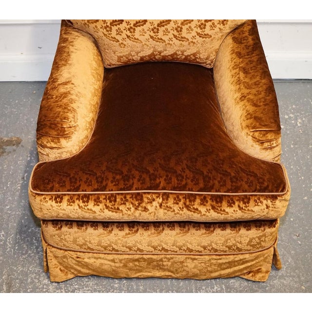 Brown Vintage Bespoke Velvet Connaught Armchairs from Dudgeon London, Set of 2 For Sale - Image 8 of 14