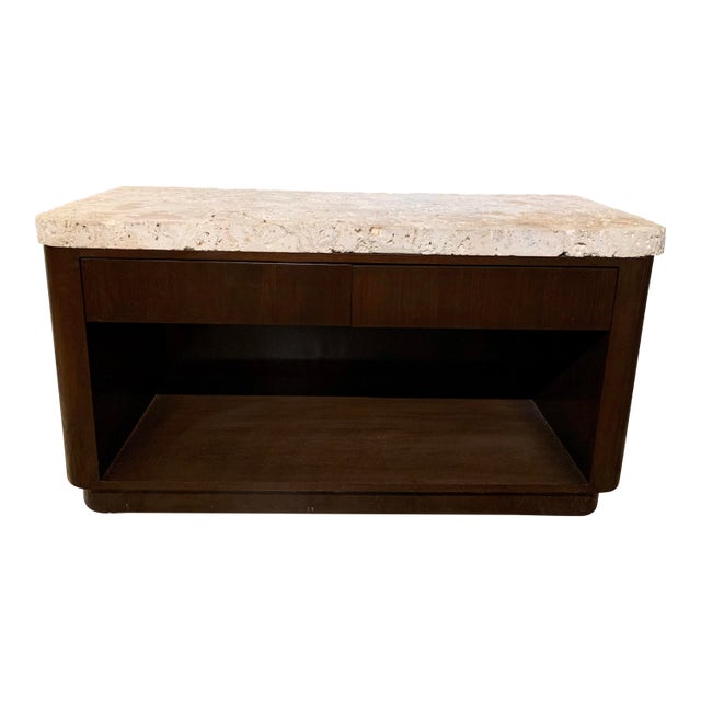 1940s Natural Coquina Stone Top Cabinet For Sale