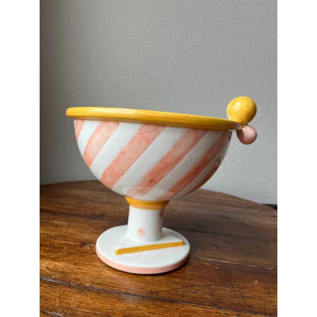 1980s Dalla Gassa, Mario Nove, Italy Ceramic Pedestal Bowl For Sale In Dallas - Image 6 of 10