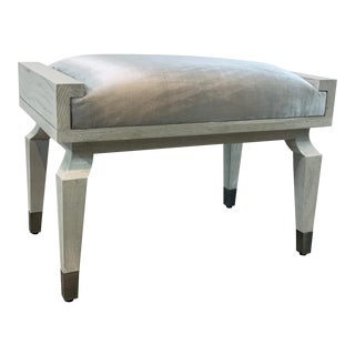 Currey & Co. Silver Velvet Serena Fossil Ottoman For Sale