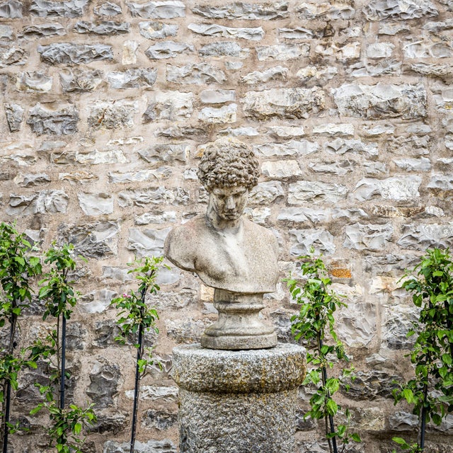 Late 20th Century Bust of the Capitoline Antinous / Hermes in Cast Stone For Sale - Image 4 of 6