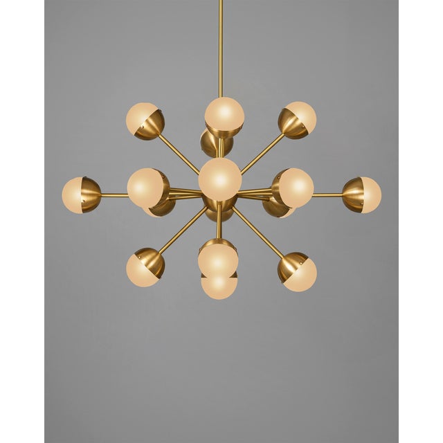 Brass Molecule Chandelier, Oval 17 Light Sputnik Pendant by Schwung For Sale In Greensboro - Image 6 of 12